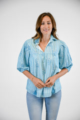 Middleton Blouse | Bluebell Stripe
