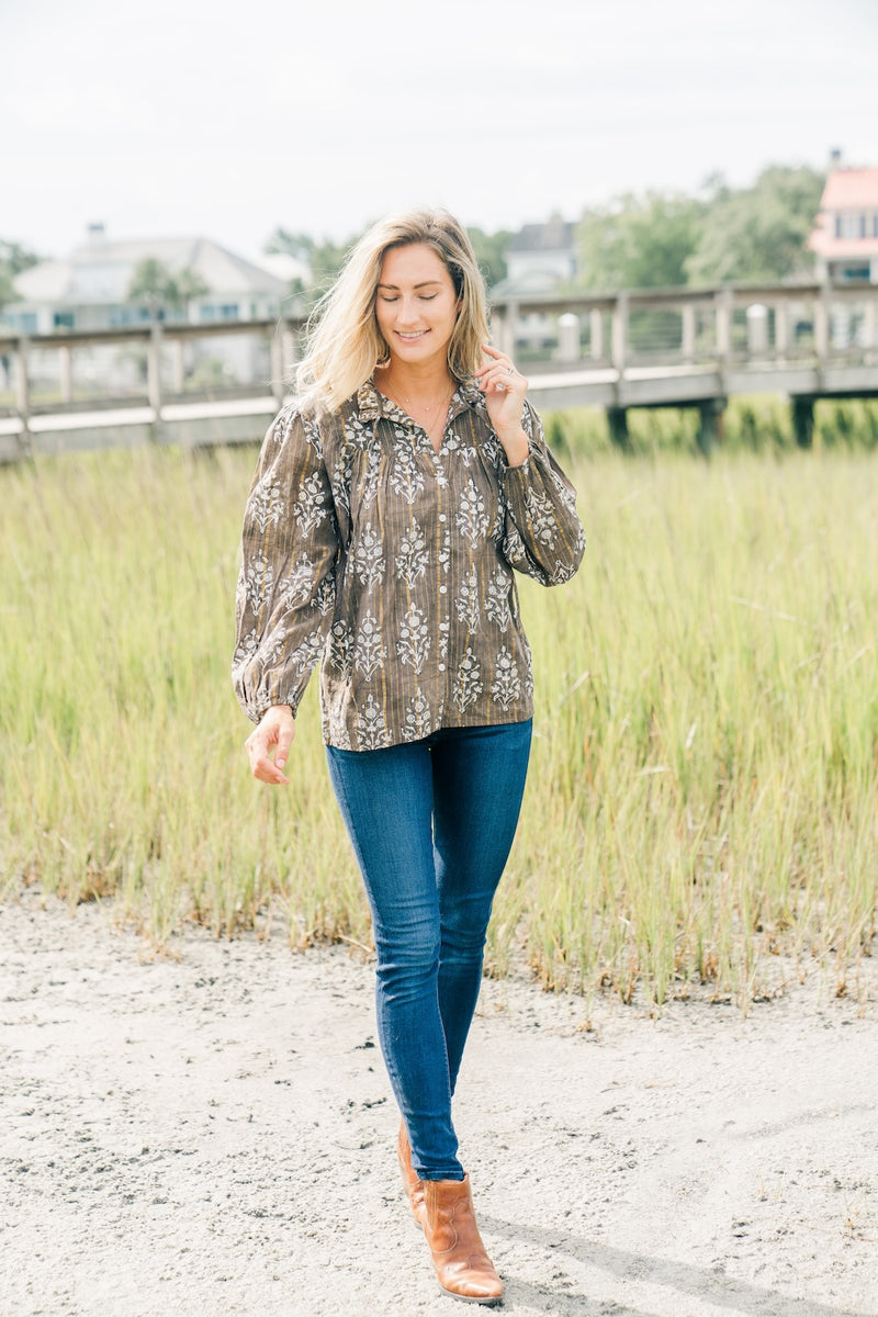 Olive Blouse | Brown Lentil