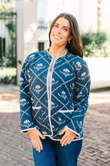 Sylvie Jacket | Navy Peony