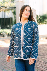 Sylvie Jacket | Navy Peony